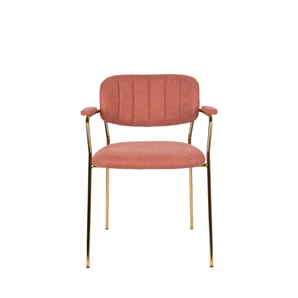 JOLIEN Lot De 2 Chaises Avec Accoudoirs Et Pieds Dorés 5 JOLIEN Lot De 2 Chaises Avec Accoudoirs Et Pieds Dorés – Image 3