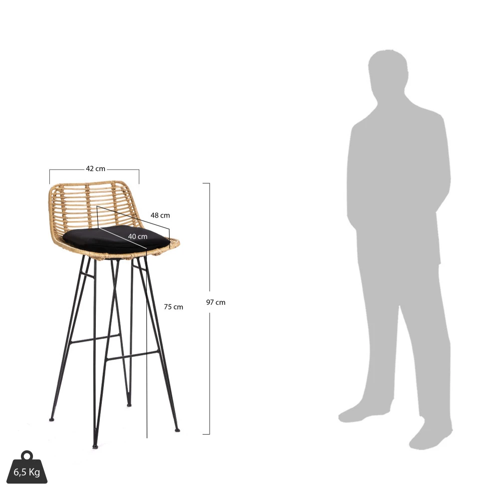 CAPURGANA Lot De 2 Chaises De Bar Design En Rotin 75cm 12 CAPURGANA Lot De 2 Chaises De Bar Design En Rotin 75cm – Image 10