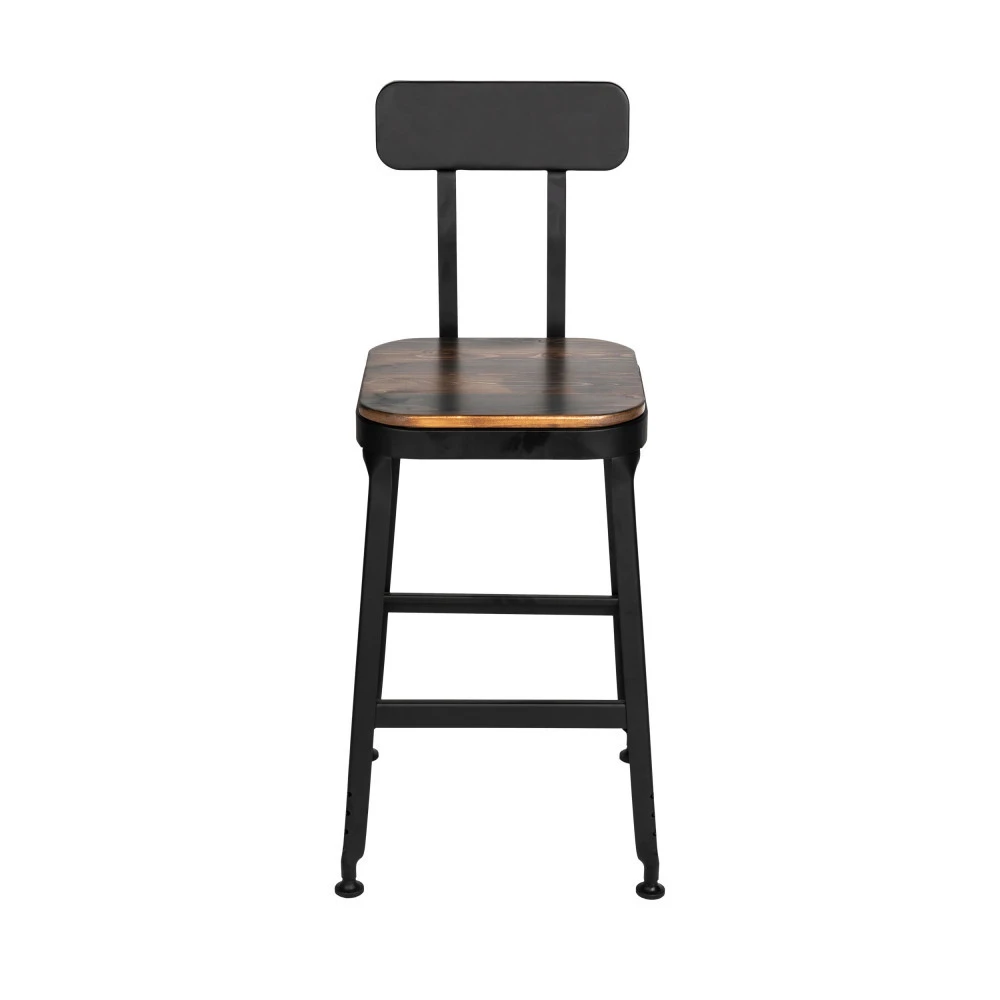 CHILLY Lot De 2 Chaises De Bar Métal Et Bois 63cm 5 CHILLY Lot De 2 Chaises De Bar Métal Et Bois 63cm – Image 3