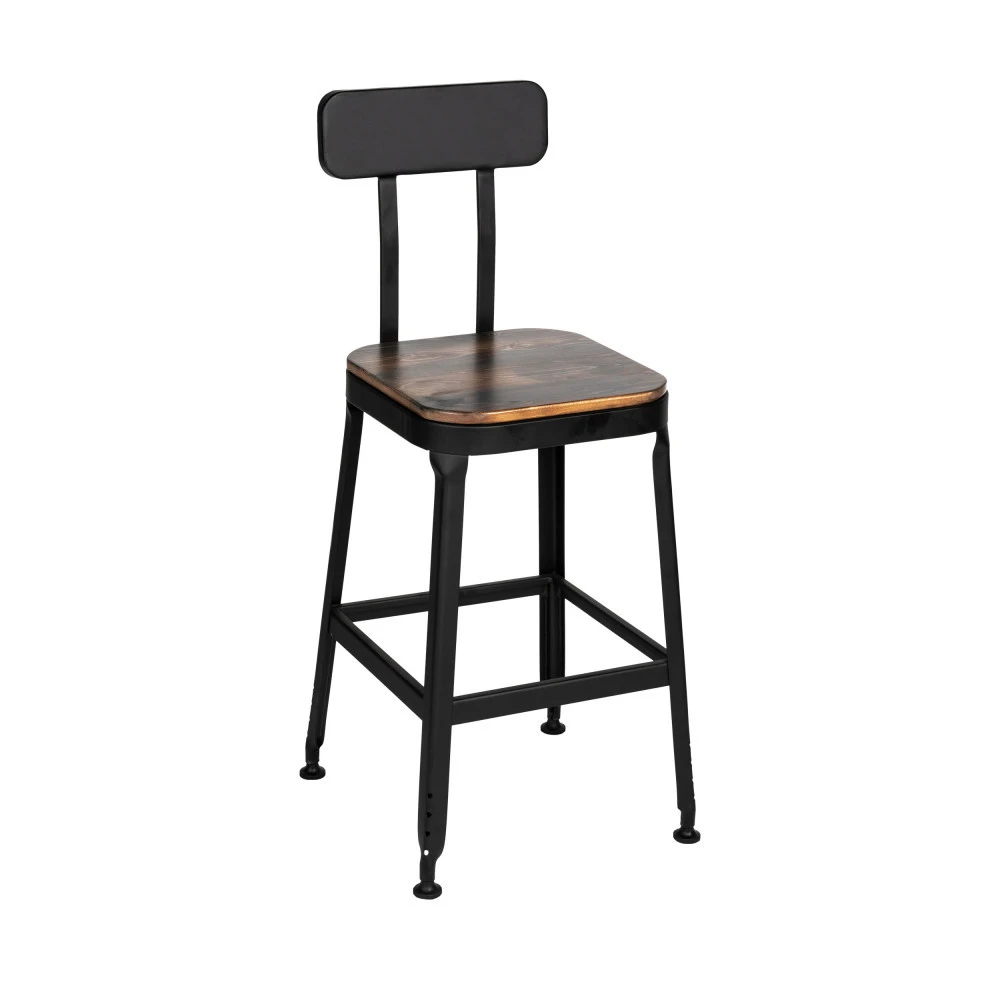 CHILLY Lot De 2 Chaises De Bar Métal Et Bois 63cm 6 CHILLY Lot De 2 Chaises De Bar Métal Et Bois 63cm – Image 4