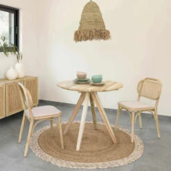 DORIANE Lot De 2 Chaises En Chêne Et Rotin