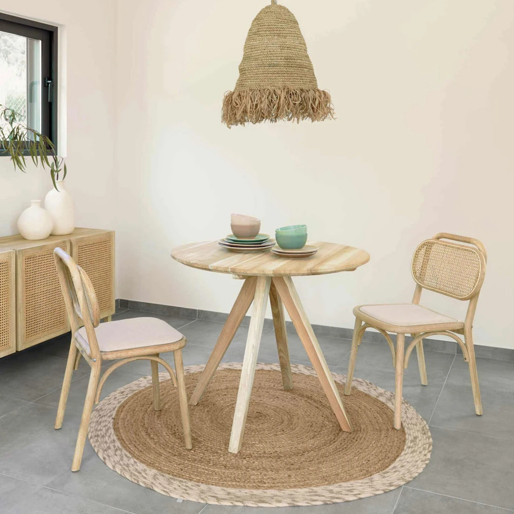 DORIANE Lot De 2 Chaises En Chêne Et Rotin 2 DORIANE Lot De 2 Chaises En Chêne Et Rotin