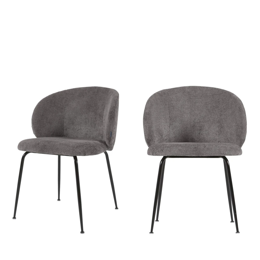 MONNA Lot De 2 Chaises En Chenille Et Métal 4 MONNA Lot De 2 Chaises En Chenille Et Métal – Image 2