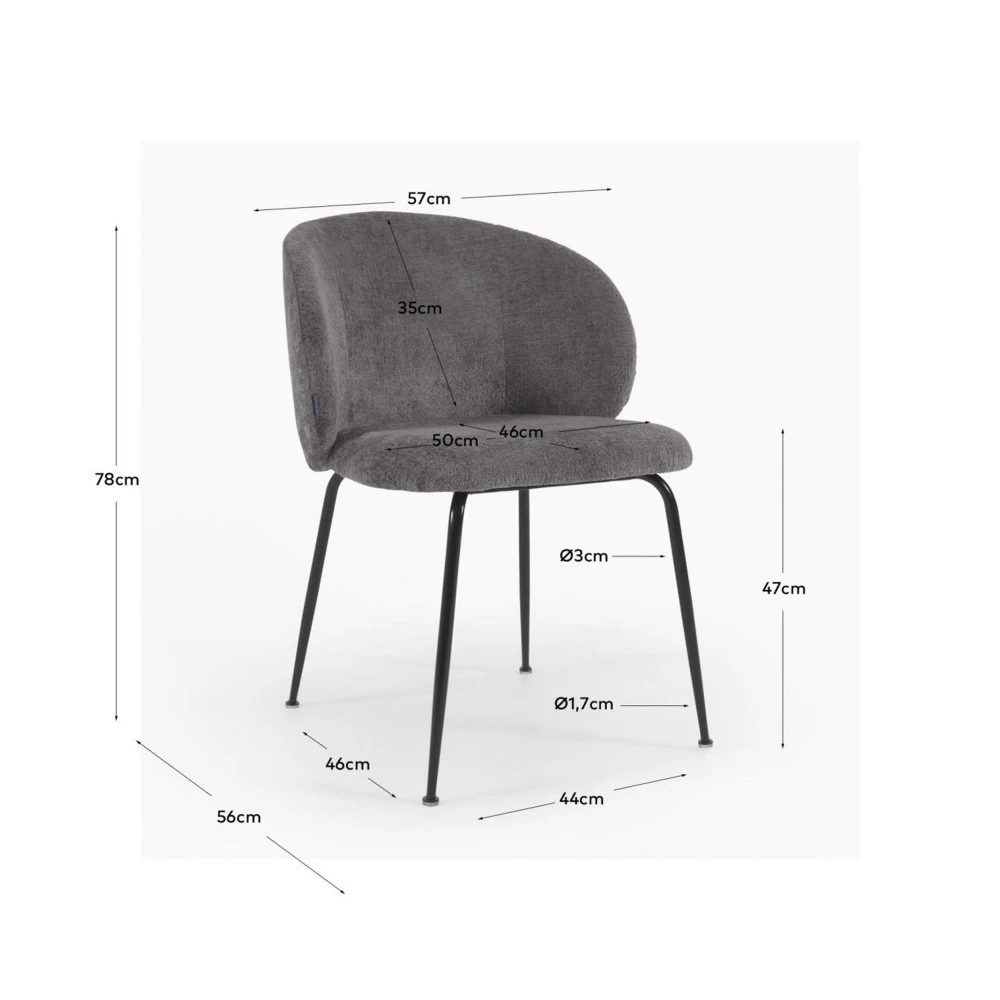 MONNA Lot De 2 Chaises En Chenille Et Métal 11 MONNA Lot De 2 Chaises En Chenille Et Métal – Image 9