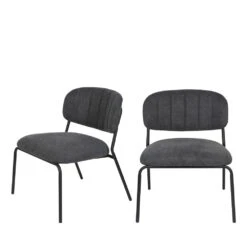 JOLIEN 2 Chaises Lounge Pieds Noirs