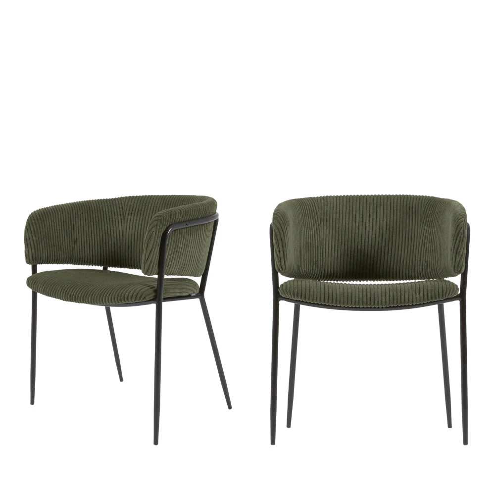 RUNNIE Lot De 2 Chaises En Velours Côtelé Et Métal 4 RUNNIE Lot De 2 Chaises En Velours Côtelé Et Métal – Image 2