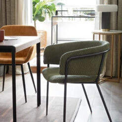 RUNNIE Lot De 2 Chaises En Velours Côtelé Et Métal