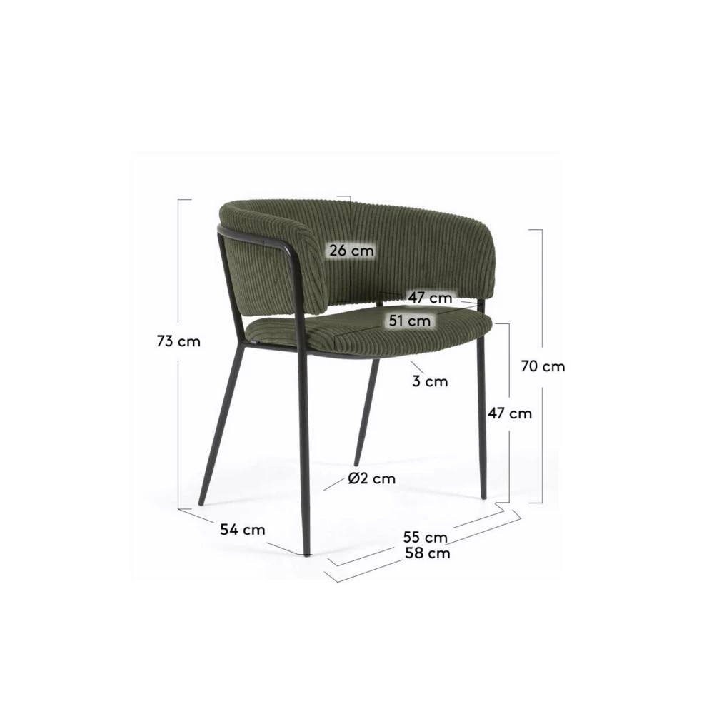 RUNNIE Lot De 2 Chaises En Velours Côtelé Et Métal 11 RUNNIE Lot De 2 Chaises En Velours Côtelé Et Métal – Image 9