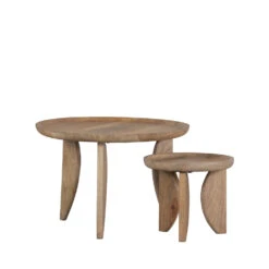 HIGH HEELS 2 Tables Basses En Bois De Manguier ø40/ø70cm -Meubles Soldes Magasin 2 tables basses bois manguier 40 70cm woood high heels 1