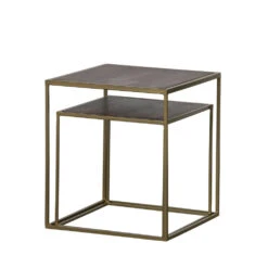 NEST 2 Tables Basses Gigognes Carrées En Métal Et Bois 7 NEST 2 Tables Basses Gigognes Carrées En Métal Et Bois -Meubles Soldes Magasin 2 tables basses gigognes carrees metal bois bepurehome nest 1