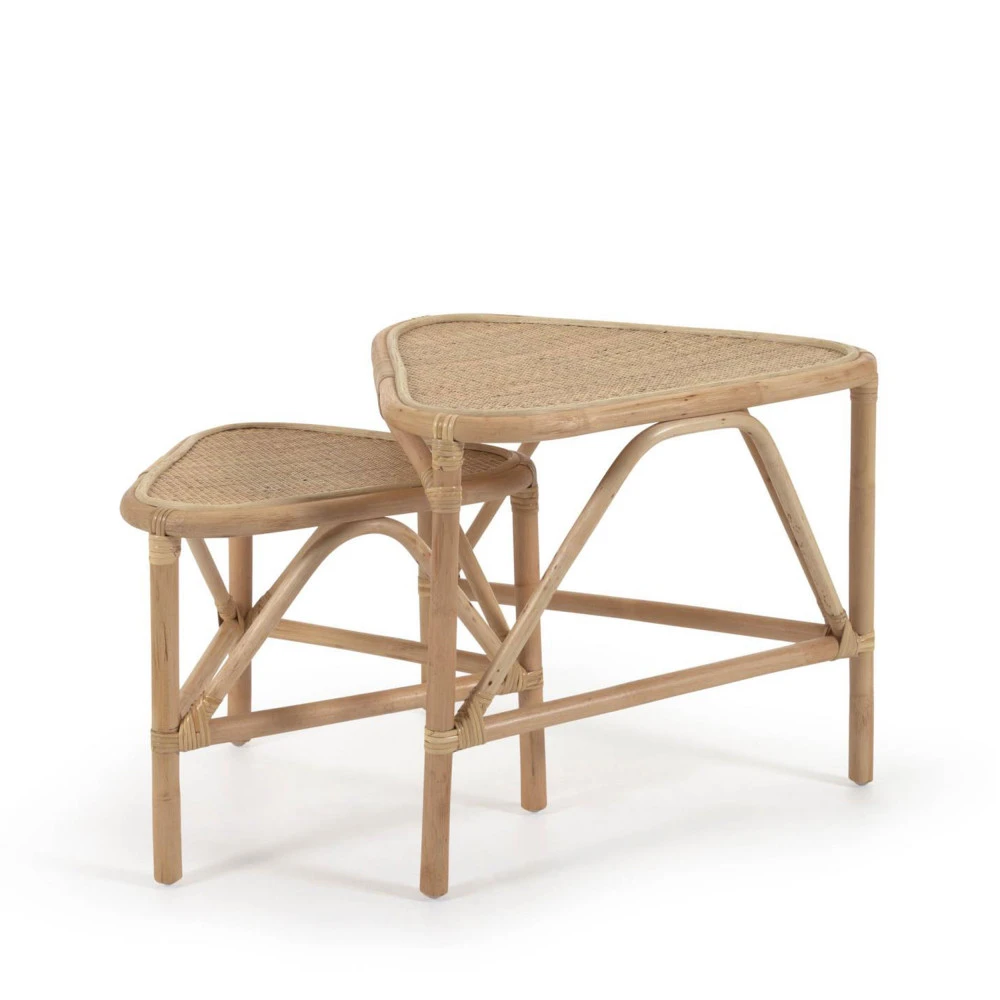 QUEENIE 2 Tables Basses Gigognes En Rotin 4 QUEENIE 2 Tables Basses Gigognes En Rotin – Image 2