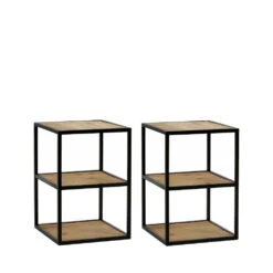 ESZENTIAL 2 Tables Basses En Métal Et Bois 30x30cm