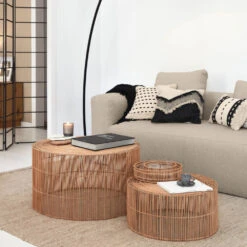 ELMIMA 2 Tables Basses Gigognes En Rotin ø55-66cm 18 ELMIMA 2 Tables Basses Gigognes En Rotin ø55-66cm -Meubles Soldes Magasin 2 tables basses rotin o55 66cm kave home elmima 6