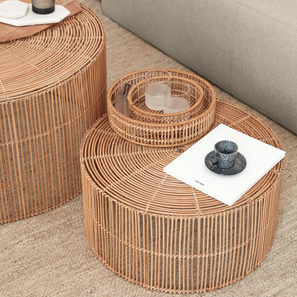 ELMIMA 2 Tables Basses Gigognes En Rotin ø55-66cm 10 ELMIMA 2 Tables Basses Gigognes En Rotin ø55-66cm – Image 8