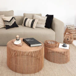 ELMIMA 2 Tables Basses Gigognes En Rotin ø55-66cm 21 ELMIMA 2 Tables Basses Gigognes En Rotin ø55-66cm -Meubles Soldes Magasin 2 tables basses rotin o55 66cm kave home elmima 9