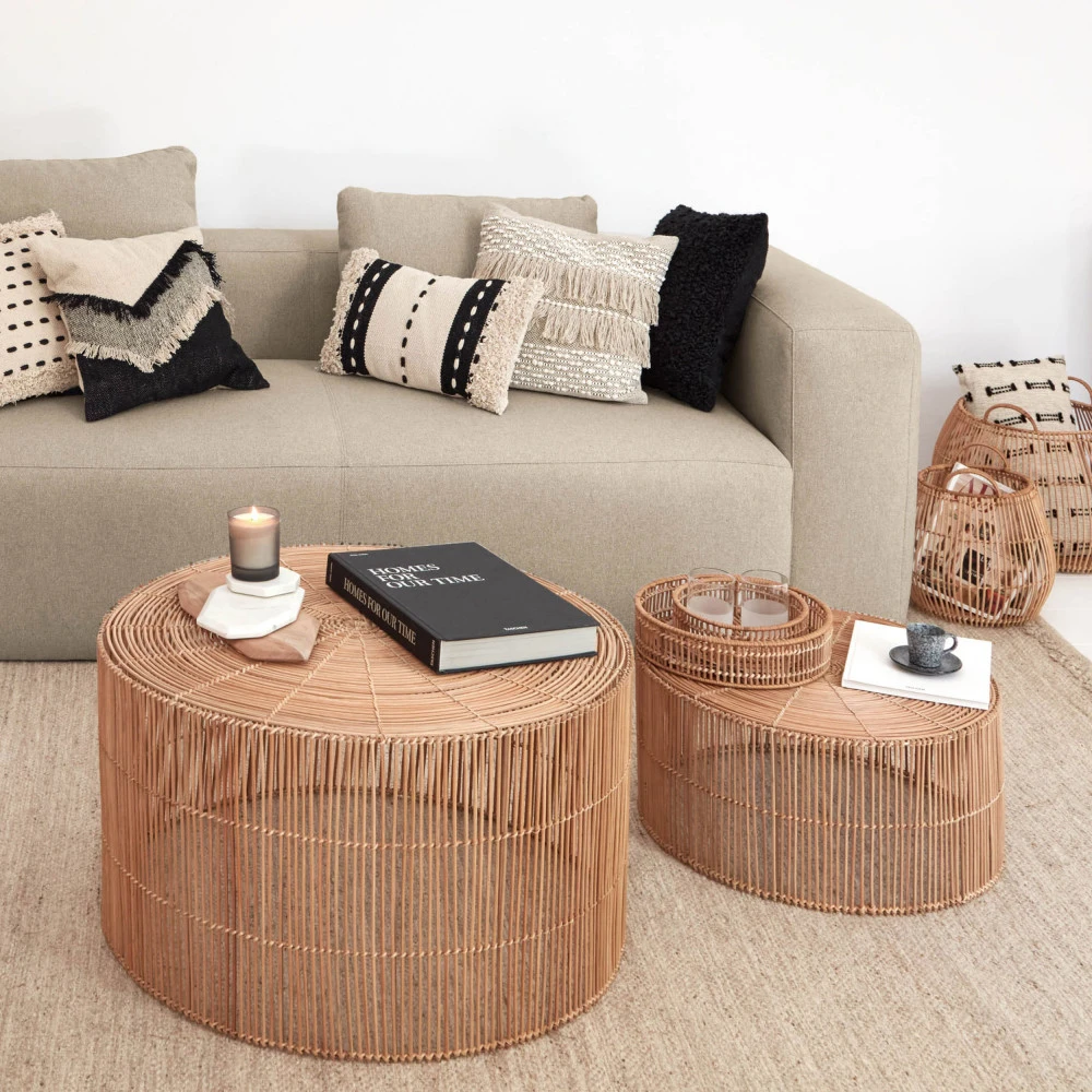 ELMIMA 2 Tables Basses Gigognes En Rotin ø55-66cm 12 ELMIMA 2 Tables Basses Gigognes En Rotin ø55-66cm – Image 10