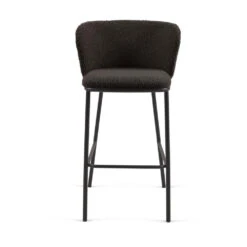 CISELIA Lot De 2 Tabourets De Bar En Tissu Bouclette Et Métal H75cm 13 CISELIA Lot De 2 Tabourets De Bar En Tissu Bouclette Et Métal H75cm -Meubles Soldes Magasin 2 tabourets bar tissu bouclette metal h75cm kave home ciselia 2