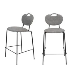 ASPEN Lot De 2 Tabourets De Bar En Tissu Et Métal 65cm