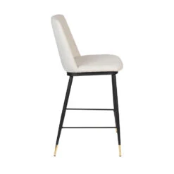 LIONEL Lot De 2 Tabourets De Bar En Tissu Et Métal 65cm -Meubles Soldes Magasin 2 tabourets bar tissu metal 65cm lionel 4