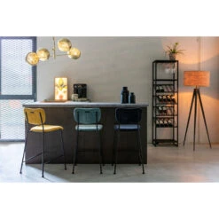 BENSON Lot De 2 Tabourets De Bar En Velours Côtelé 65cm