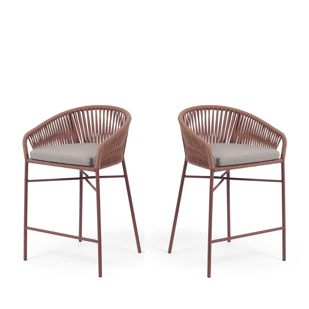 YANET Lot De 2 Tabourets En Corde 65cm 3 YANET Lot De 2 Tabourets En Corde 65cm