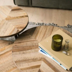 BOBOKAN 3 Tables Basses Rondes En Métal Et Teck Recyclé -Meubles Soldes Magasin 3 tables basses rondes metal teck recycle drawer bobokan 4