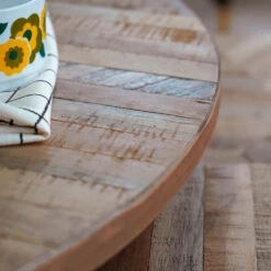 BOBOKAN 3 Tables Basses Rondes En Métal Et Teck Recyclé -Meubles Soldes Magasin 3 tables basses rondes metal teck recycle drawer bobokan 5