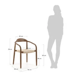 NINA Lot De 4 Chaises En Acacia Et Corde Pieds Bois Foncé -Meubles Soldes Magasin 4 chaises eucalyptus corde pieds bois fonce kave home nina 6