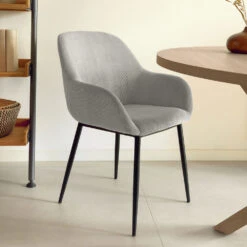 KONNA Lot De 4 Fauteuils De Table En Velours Côtelé Et Métal -Meubles Soldes Magasin 4 chaises velours cotele metal kave home konna 8