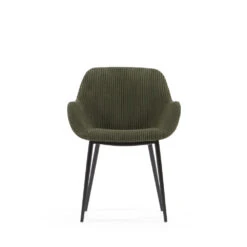 KONNA Lot De 4 Fauteuils De Table En Velours Grosses Côtes Et Métal -Meubles Soldes Magasin 4 chaises velours grosses cotes metal kave home konna 2