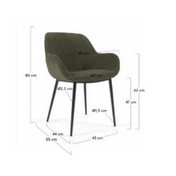 KONNA Lot De 4 Fauteuils De Table En Velours Grosses Côtes Et Métal -Meubles Soldes Magasin 4 chaises velours grosses cotes metal kave home konna 8