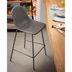 MIODELO Lot De 4 Tabourets De Bar En Métal Et Plastique 65cm