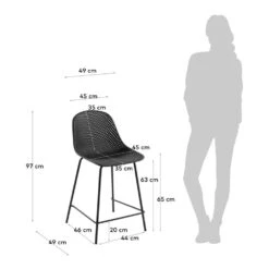 MIODELO Lot De 4 Tabourets De Bar En Métal Et Plastique 65cm -Meubles Soldes Magasin 4 tabourets bar metal plastique 65cm miodelo 5