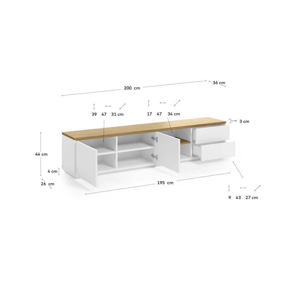 ABILEN Meuble TV En Laqué Et Bois 2 Portes 2 Tiroirs 11 ABILEN Meuble TV En Laqué Et Bois 2 Portes 2 Tiroirs – Image 9