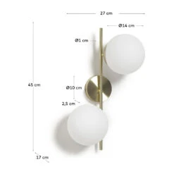 MAHALA Applique Murale 2 Boules En Verre émaillé Et Métal -Meubles Soldes Magasin applique murale 2 boules verre emaille metal kave home mahala 3