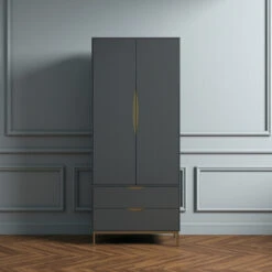 Meubles Soldes Magasin 11 KOBE Armoire 2 Portes 2 Tiroirs En Bois
