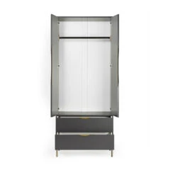 KOBE Armoire 2 Portes 2 Tiroirs En Bois -Meubles Soldes Magasin armoire 2 portes 2 tiroirs bois woodman kobe 3