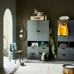 STAGE Armoire 2 Portes 4 Tiroirs En Bois