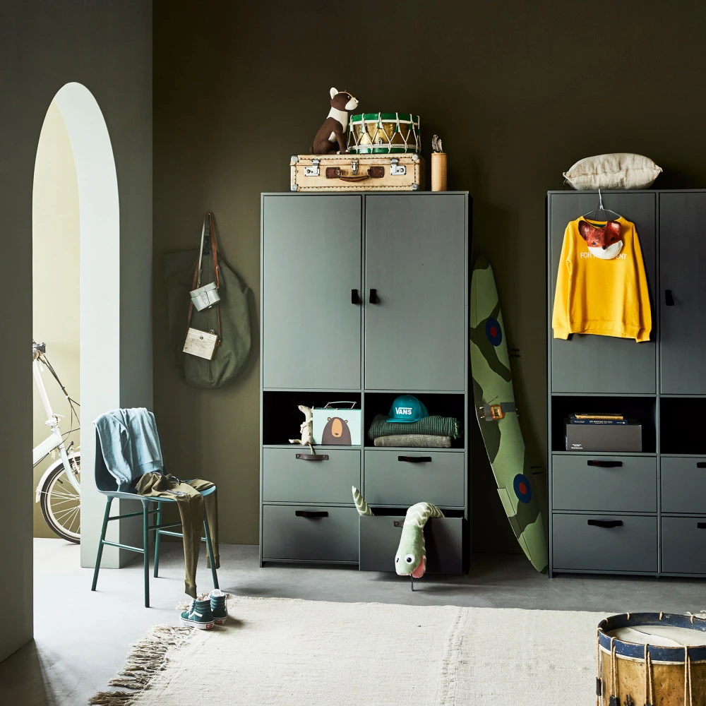 STAGE Armoire 2 Portes 4 Tiroirs En Bois 3 STAGE Armoire 2 Portes 4 Tiroirs En Bois