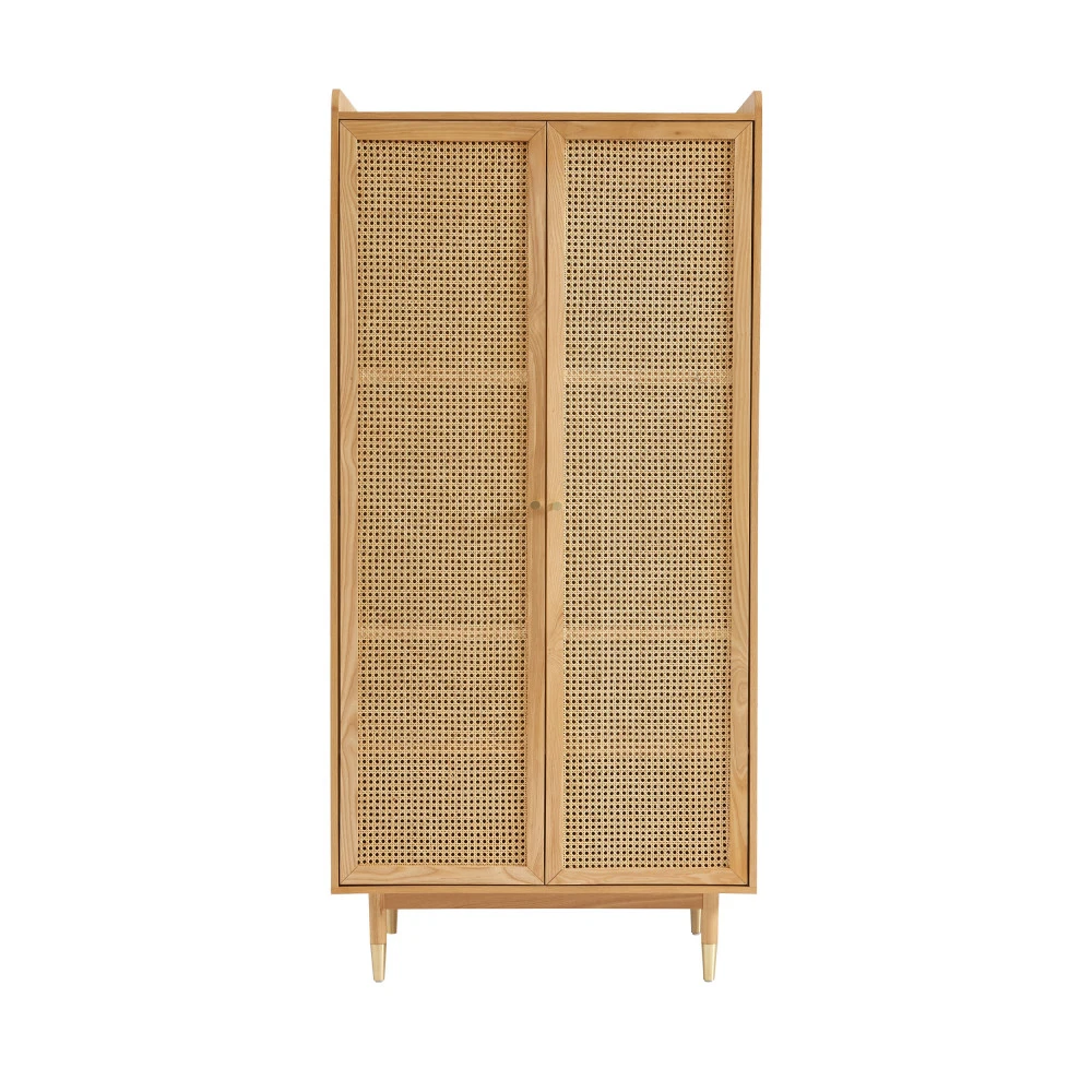 BOMBONG Armoire 2 Portes En Bois Et Cannage 4 BOMBONG Armoire 2 Portes En Bois Et Cannage – Image 2