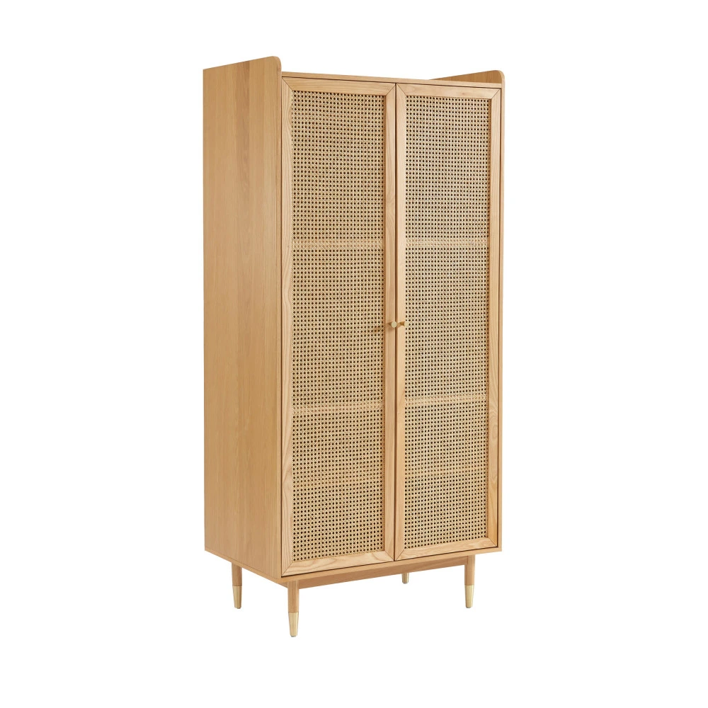 BOMBONG Armoire 2 Portes En Bois Et Cannage 5 BOMBONG Armoire 2 Portes En Bois Et Cannage – Image 3