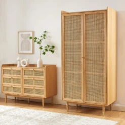 BOMBONG Armoire 2 Portes En Bois Et Cannage 15 BOMBONG Armoire 2 Portes En Bois Et Cannage -Meubles Soldes Magasin armoire 2 portes bois cannage bombong 5