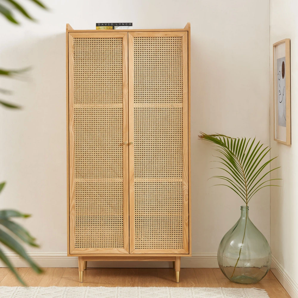 BOMBONG Armoire 2 Portes En Bois Et Cannage 3 BOMBONG Armoire 2 Portes En Bois Et Cannage