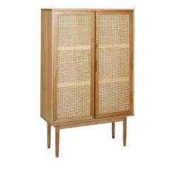 HOGARN Armoire 2 Portes En Bois Et Cannage -Meubles Soldes Magasin armoire 2 portes bois cannage drawer hogarn 2