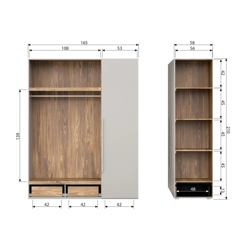 RENS Armoire 3 Portes En Bois H210cm 10 RENS Armoire 3 Portes En Bois H210cm – Image 8