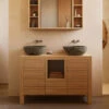 KENTA Armoire De Toilette 6 Niches En Bois 100x65cm 1 KENTA Armoire De Toilette 6 Niches En Bois 100x65cm -Meubles Soldes Magasin armoire de toilette 6 niches bois 100x65cm kave home kenta