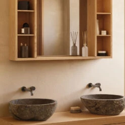 KENTA Armoire De Toilette 6 Niches En Bois 100x65cm 13 KENTA Armoire De Toilette 6 Niches En Bois 100x65cm -Meubles Soldes Magasin armoire de toilette 6 niches bois 100x65cm kave home kenta 5