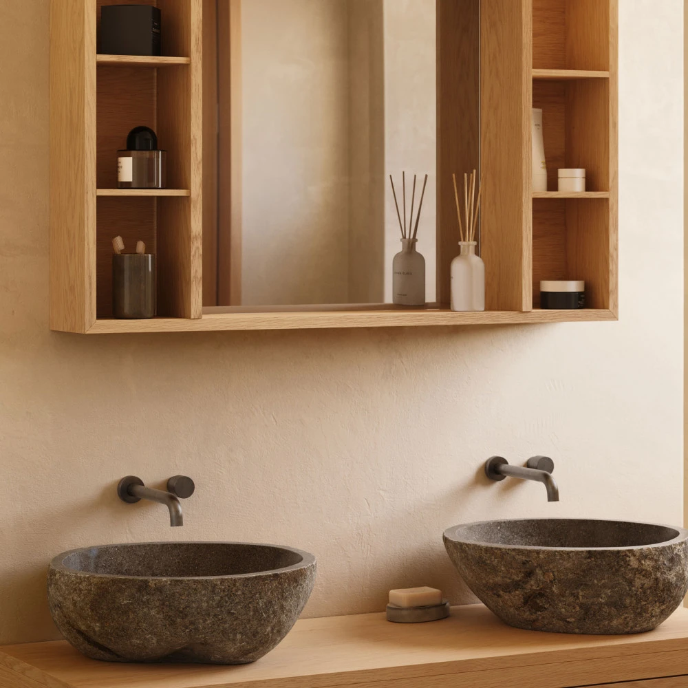 KENTA Armoire De Toilette 6 Niches En Bois 100x65cm 8 KENTA Armoire De Toilette 6 Niches En Bois 100x65cm – Image 6