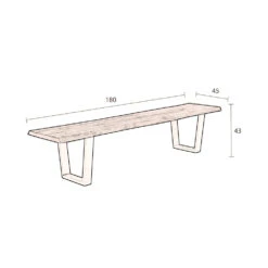 AKA Banc En Bois Et Métal 180cm -Meubles Soldes Magasin banc bois metal 180cm dutchbone aka 9