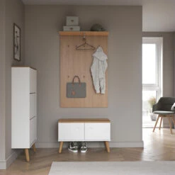 DOT Banc En Bois Avec Rangements L79cm